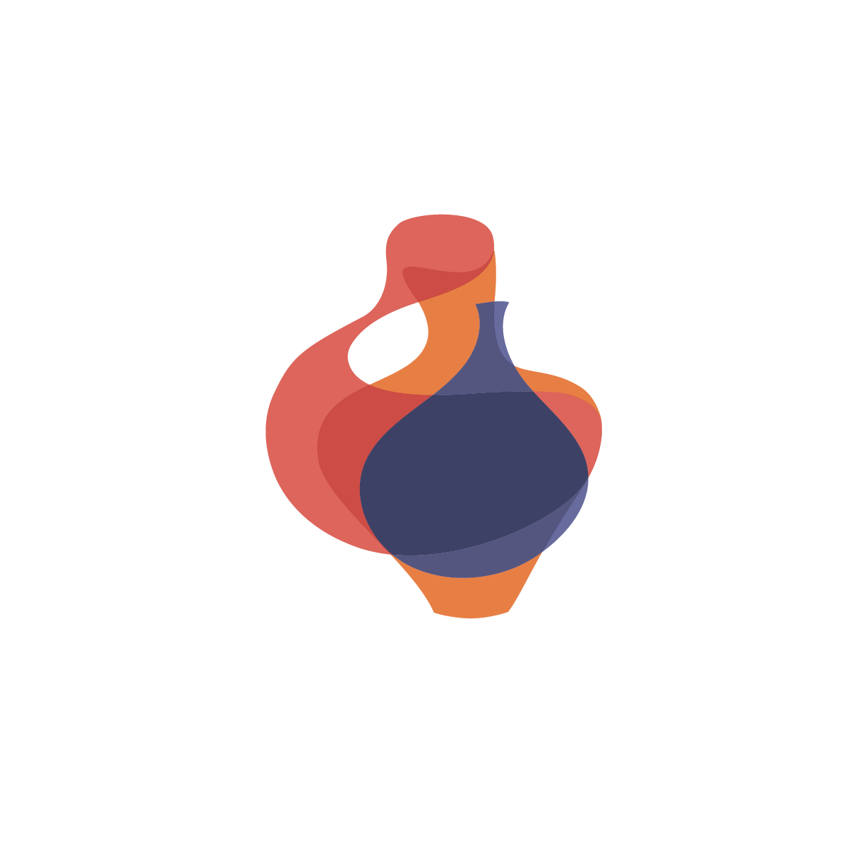 Official Ceramic Souls logo: overlapping red, orange and navy vase shapes (first-party).