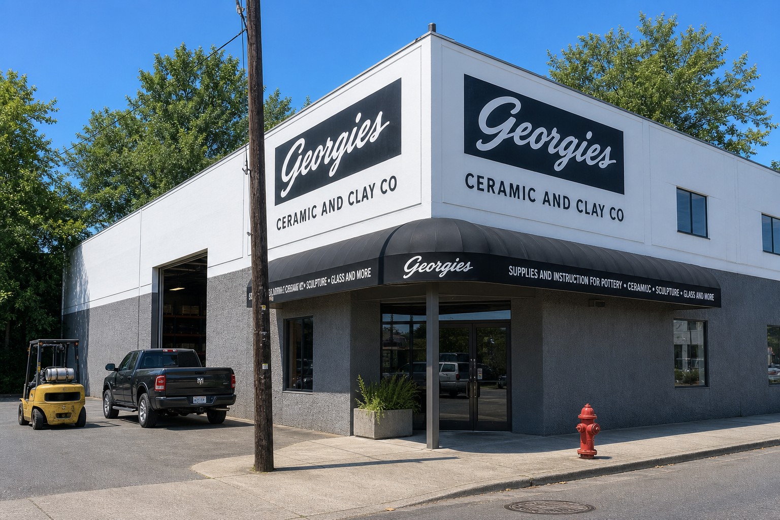 Georgies Ceramic & Clay Co. storefront, 756 NE Lombard St, Portland, OR.