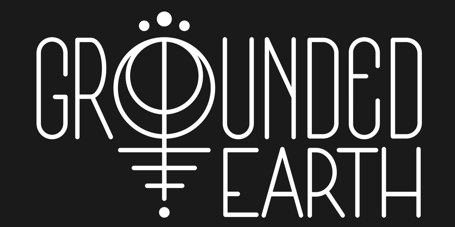 Official Grounded Earth site header wordmark on dark background (first-party).
