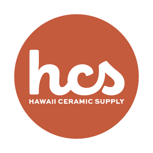 Official Hawaii Ceramic Supply logo: white hcs lettering on a terracotta circle (first-party).